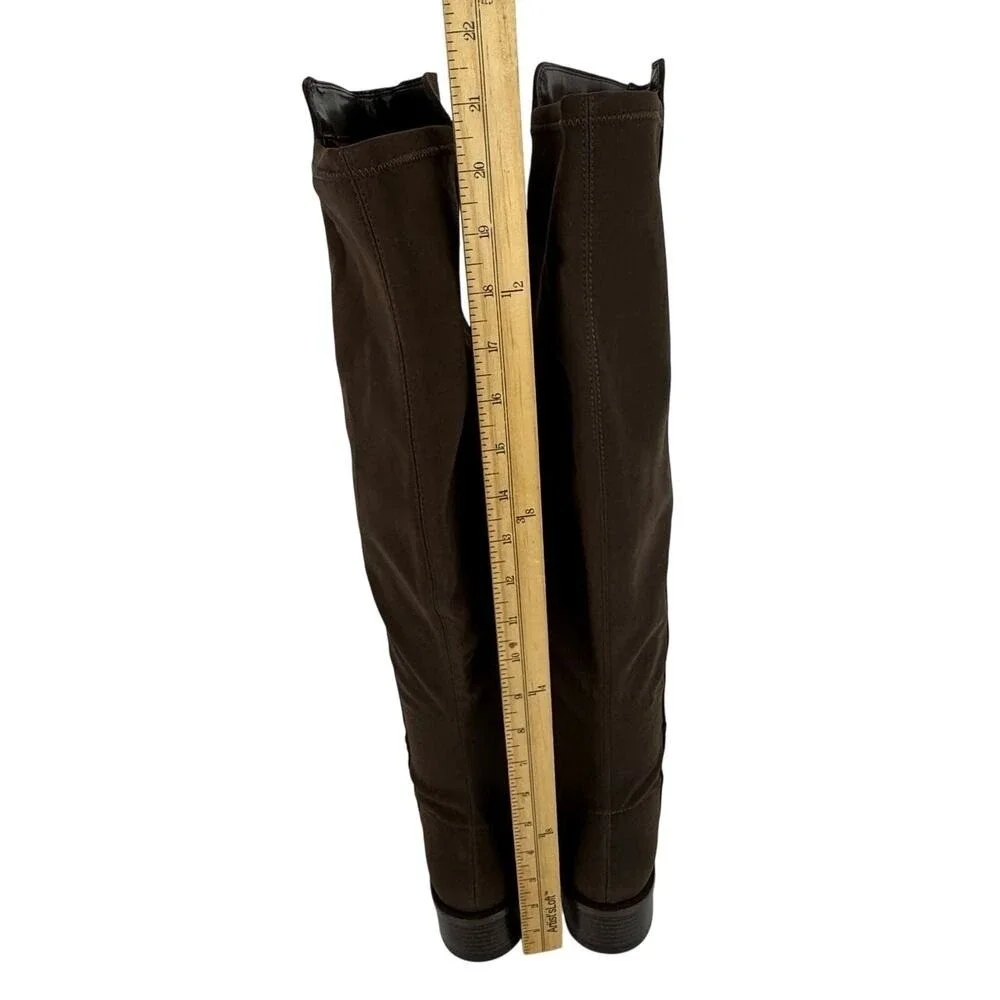 Calvin Klein Dark Brown Faux Suede Over Knee Stretch Boots Womens 8M